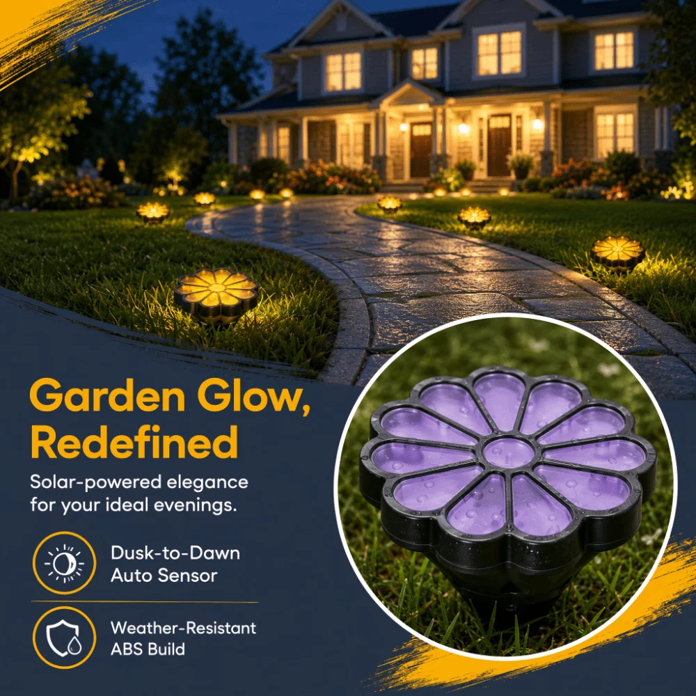 Waterproof Solar Daisy Flower Stake Lights Petal Shape Ground Insert Solar Flower Lights Decorative Ambient Simulation Daisy