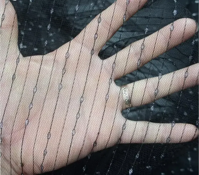 7 colors Black gold dot mesh lace fabric, Silver dot embroidery tulle fabric small dots for wedding lace bridal lace dress