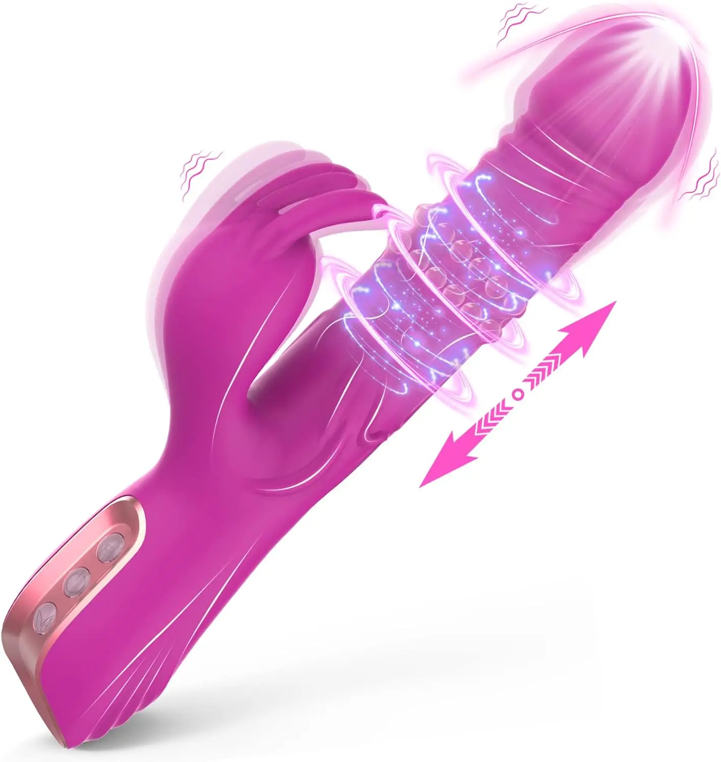 Conejo vibrador juguetes sexuales para mujeres, Consolador de punto G, 7 vibraciones giratorias con cuentas, rotación telescópica, estimulador del clítoris, masaje