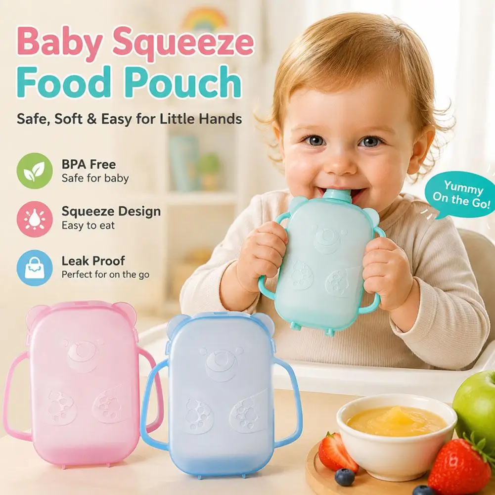 Squeeze Pouch Holder, Baby Food Pouch Feeder For Mess-Free Snacking, Reusable Anti-Slip Grip For Yogurt & Fruit Pure
