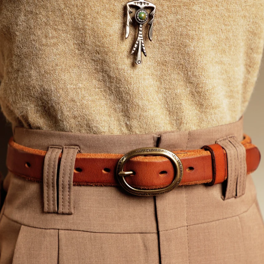 Retro Distressed Top Layer Leather Belt for Men Women 2.8cm Wide Genuine Leather Jeans Belt Adjustable Casual Unisex Waist Belt