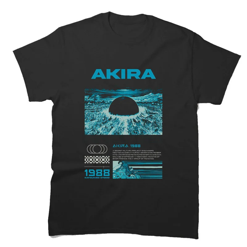 

Vintage Akira 1988 Anime T Shirt Cyberpunk Manga City explosion Graphic clothes cyber mecha Neo-Tokyo Streetwear All size tops