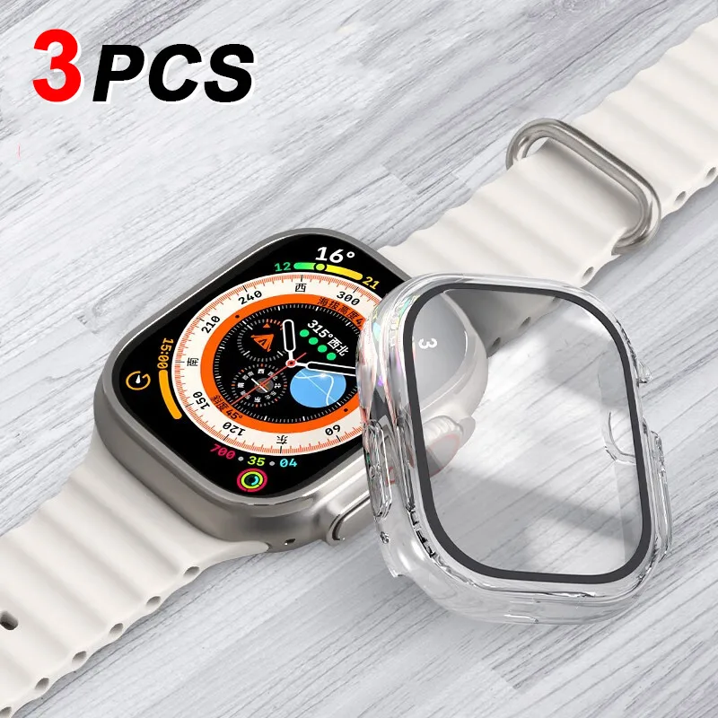 3er-Pack Abdeckung für Apple Watch 49 mm Ultra 2 Displayschutzfolie iWatch-Hülle, vollständig schützende, ultradünne, harte PC-Stoßstangenhüllen, kratzfest