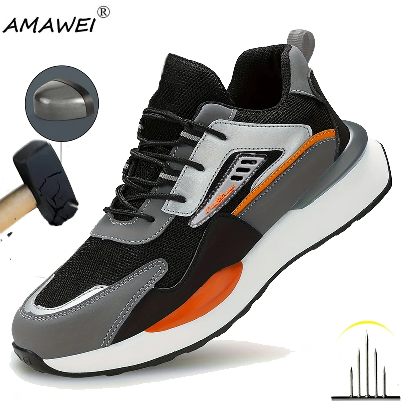 

New Fashion Safety Shoes Men Steel Toe Sneaker Indestructible Work Shoes Man Puncture Proof Work Safety Boots Protective Shoes