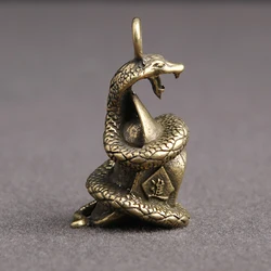 1Pcs Antique Bronze Cobra Boa Snake Statue Miniature Figurines Copper Zodiac Animal Desk Decorations Ornaments Crafts Pendant