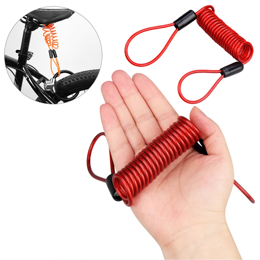 

120CM Motorcycle Brake Disc Lock Scooter Reminder Cable Bicycle Spring Rope Bag Anti-Theft Cable Protection Alarm Locks