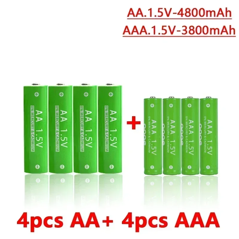 AA + AAA Alkaline Battery AA 1.5V 4800mAh/1.5V AAA 3800mah Flashlight Toys Watch MP3 Player Replace Ni-Mh Battery