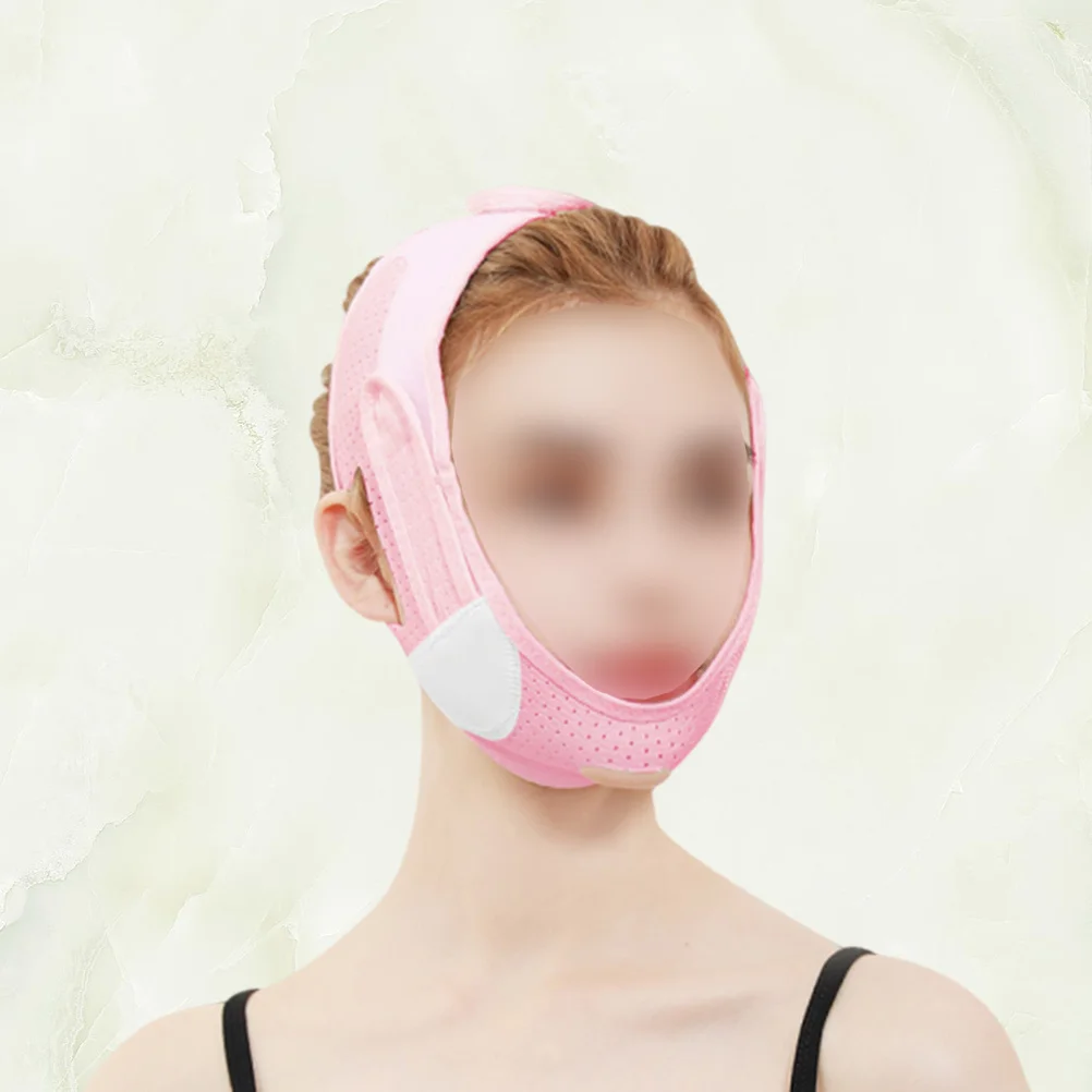 

Pink Breathable Face Lifing Mask Women Chin Strap Elastic Adjustable Face-Lifting Band Masseter Muscle Face Lifing Mask