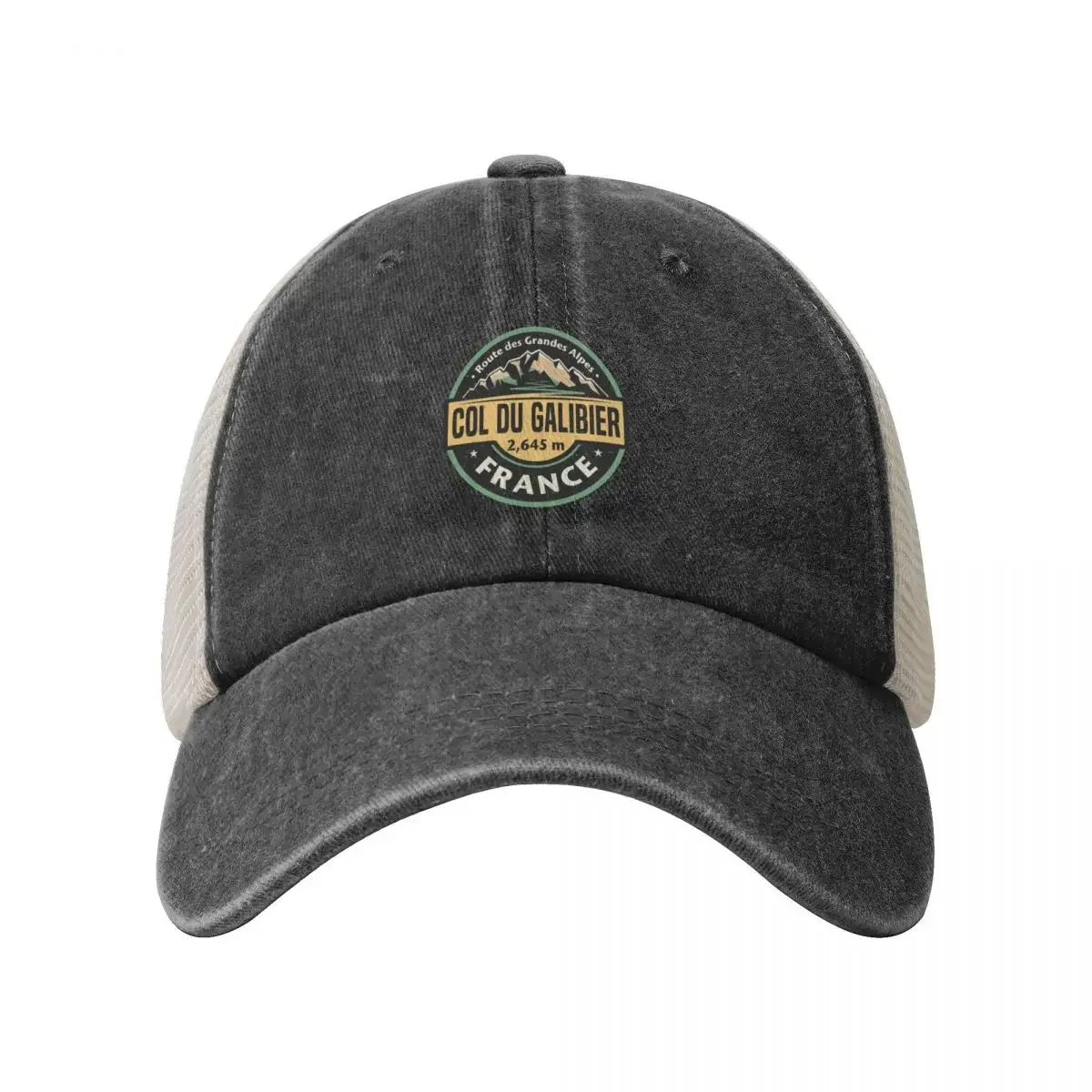 Col du Galibier, Route des Grandes Alpes Cowboy Mesh Baseball Cap Streetwear Hip Hop Ladies Men's