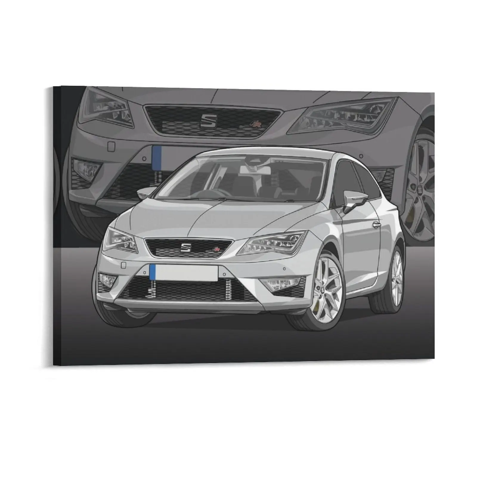 Seat Leon Fr White Canvas Painting Rusty Garage Bar Designer Kitchen Framed Wall Paintings