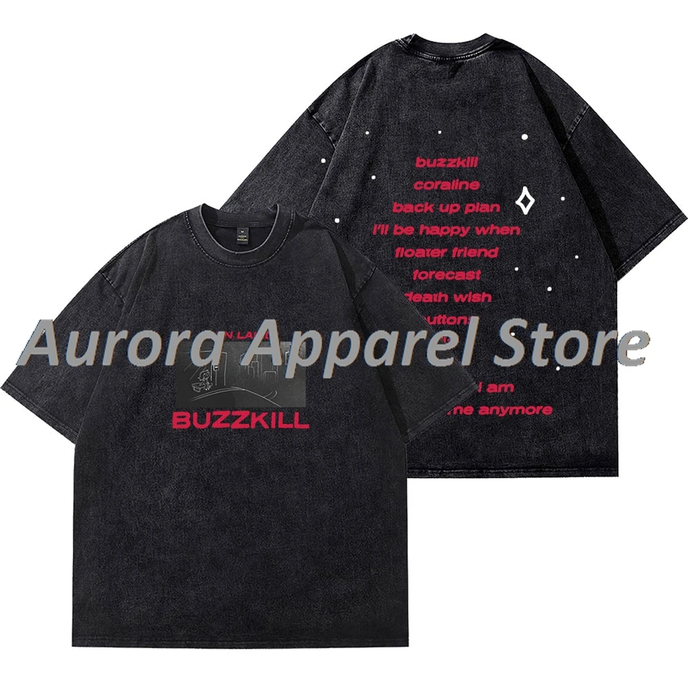 

Lyn Lapid Buzzkill Tour Tracklist Wash Tee Summer Women Men Fashion HipHop Short Sleeve Cotton T-Shirts