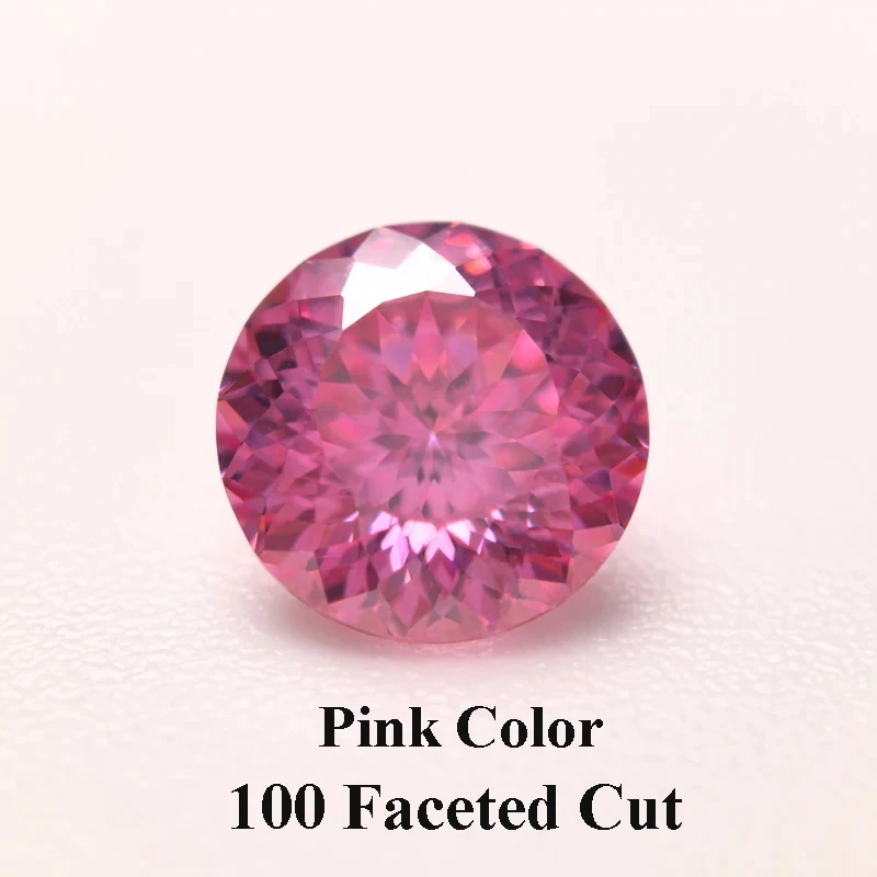 Moissanite Diamond Round Pink Color 100 Faceted Cut Shape Lab Grown Gemstone for Advanced Jewelry Making With GRA Certificate