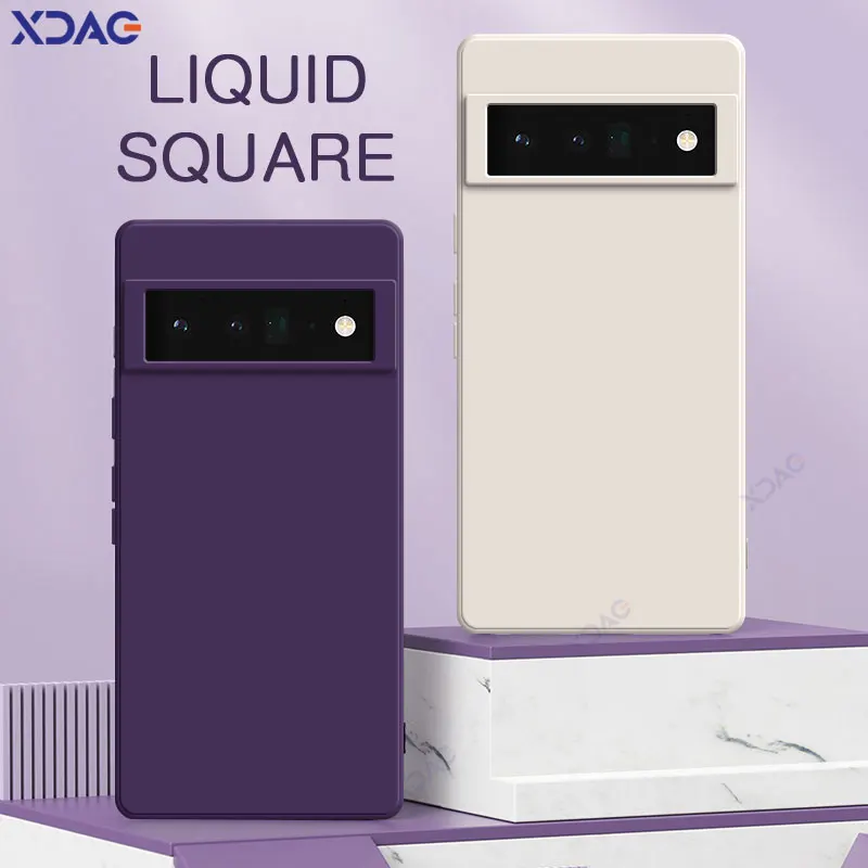 Oryginalne kwadratowe etui na telefon z płynnego silikonu dla Google Pixel 6 Pro 6A 5G Google6Pro Google6 Pixel6Pro Miękka torba z podwójną podszewką