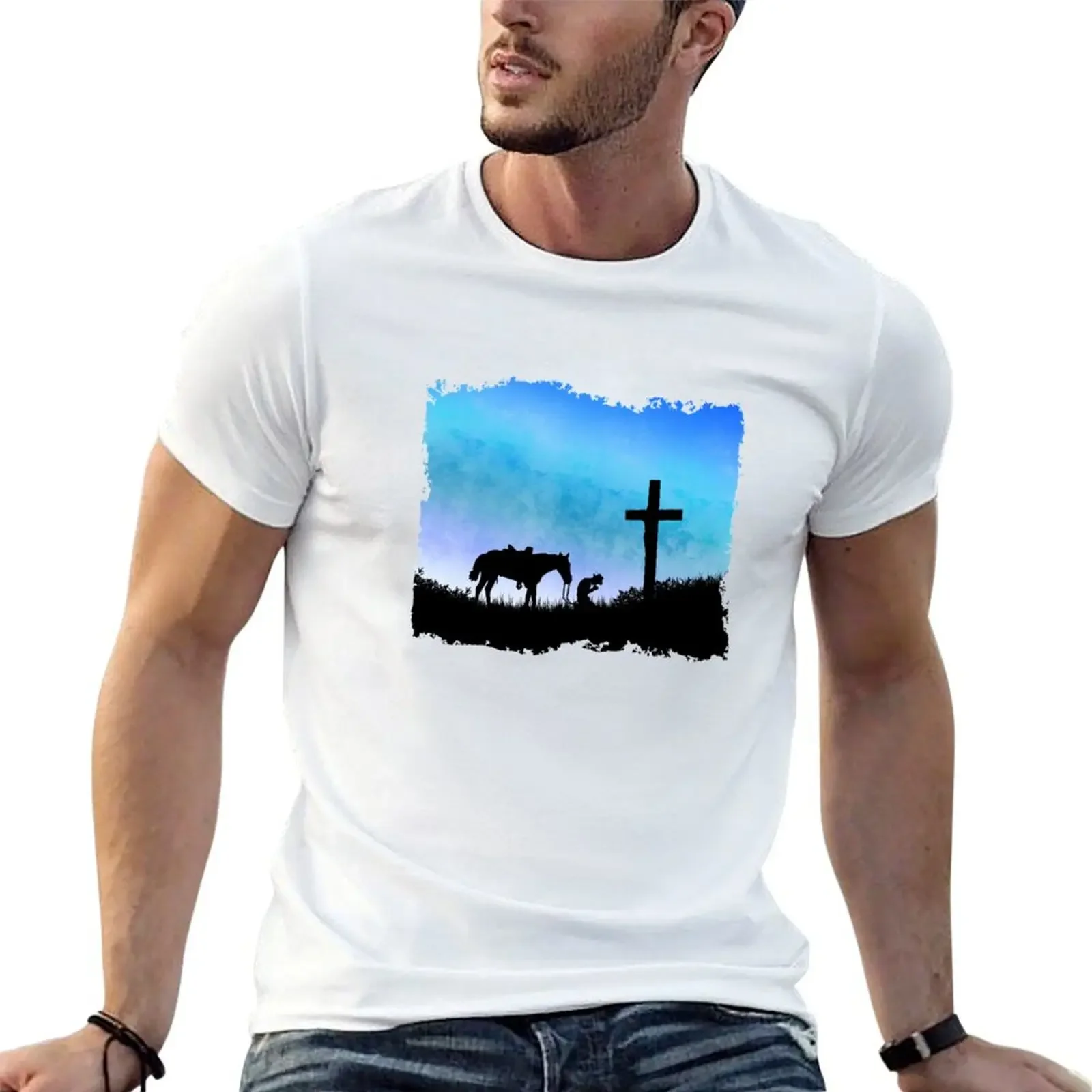 

Cowboy Prayer 2 T-Shirt custom t shirt plus size tops man clothes oversized graphic tee fruit of the loom mens t shirts