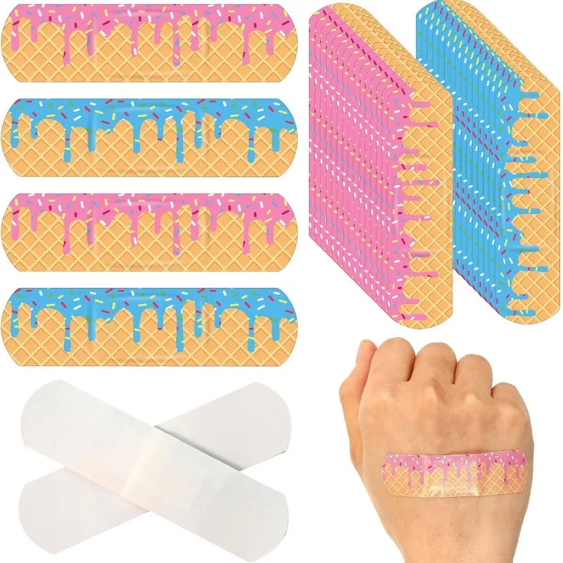 1Set PE Ice Cream Band Aid for Wound Dressig Patch First Aid Tape Plaster Cartoon Adhesive Bandages Kawaii