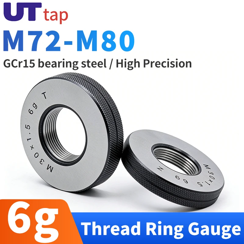 

1SET 6g M72-M80 Metric Thread Ring Gauge Go And No-Go Gage Accuracy Precision External,Pitch Thread Test Tools