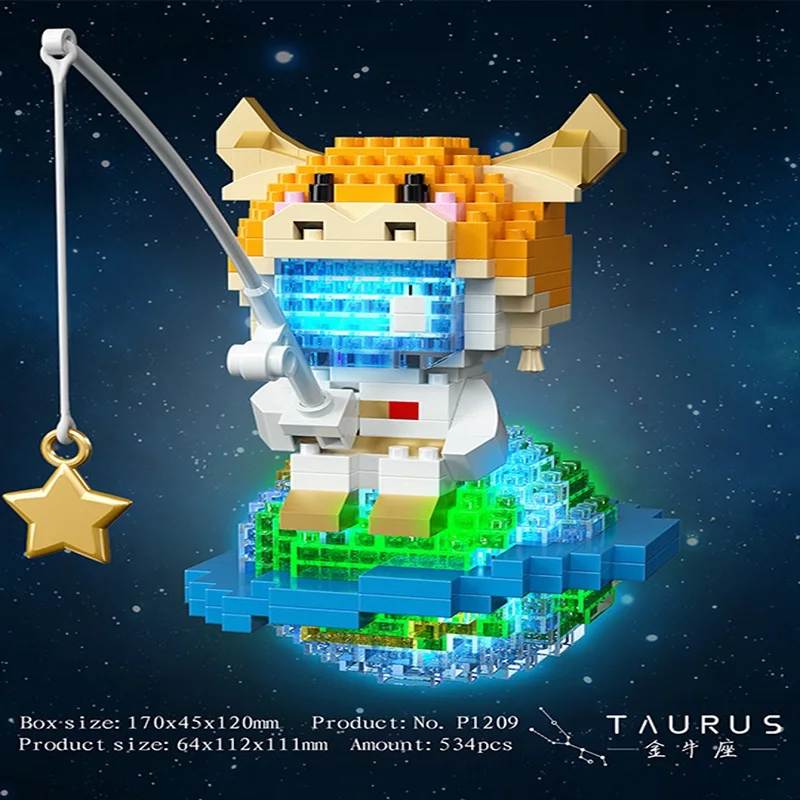 Twelve zodiac signs building block assembly children\'s toy micro particle series assembling building block toys