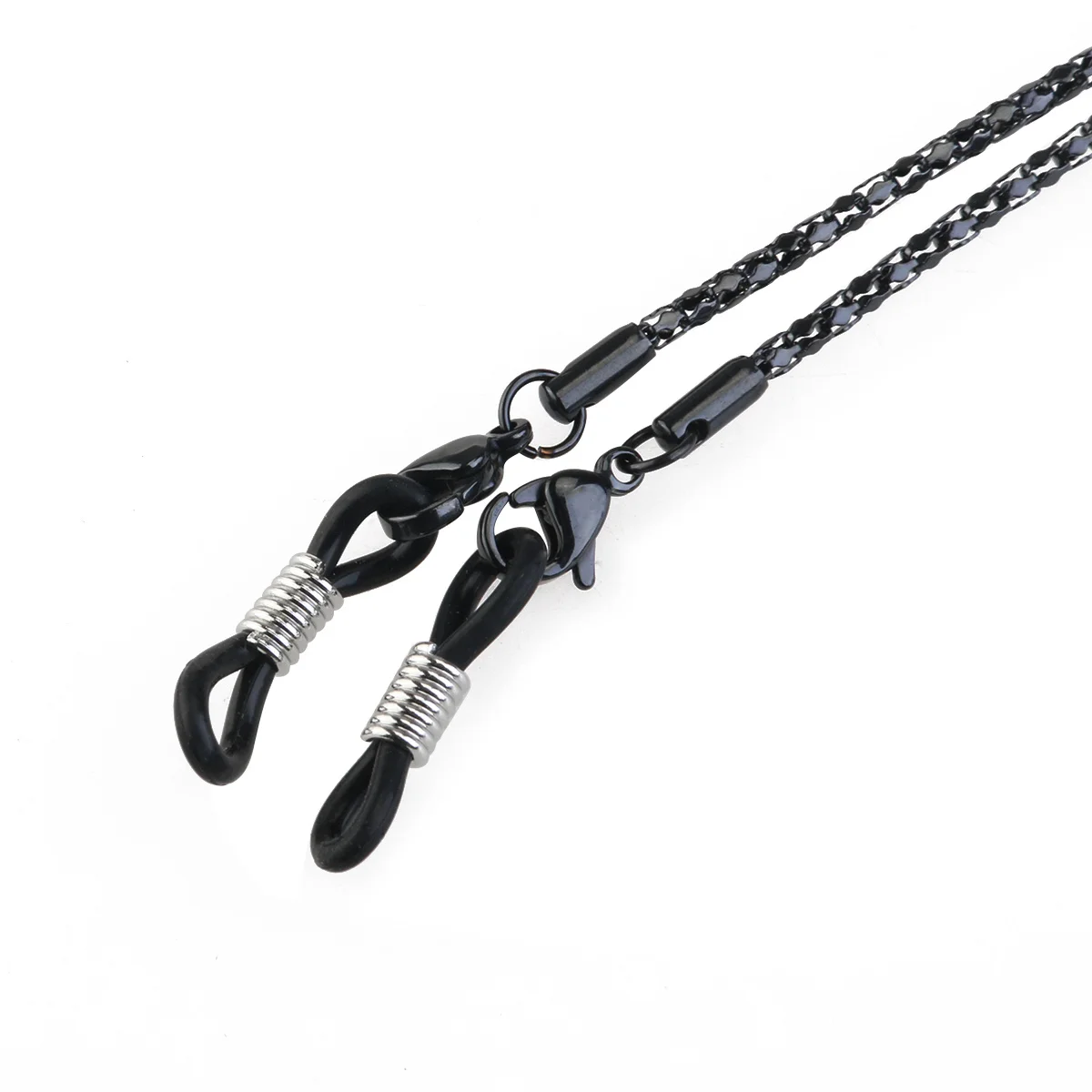 

Black Stainless Steel Eyeglass Chain Adjustable Non-Slip Neck Strap Holder Vintage Snake Chain Style Durable Holder