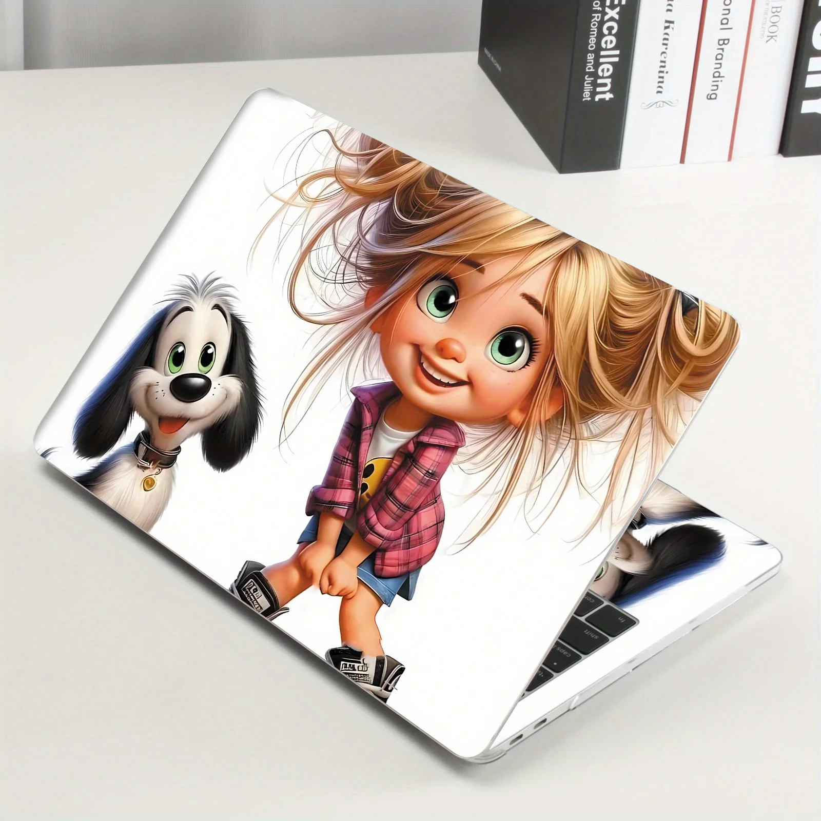 

Набор из 2 защитных пленок для ноутбука в стиле милых девочек и щенков, подходит для декоративных наклеек на корпус ноутбука с диагональю 12-15,6 дюймов.