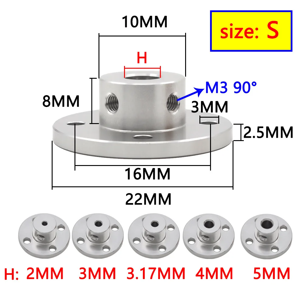 GKTOOLS 2/3/3.17/4/5/6/6.35/7/8/10/11/12/14/16mm Aluminium Rigid Flange Coupling Motor Guide Shaft Coupler 8mm Connector