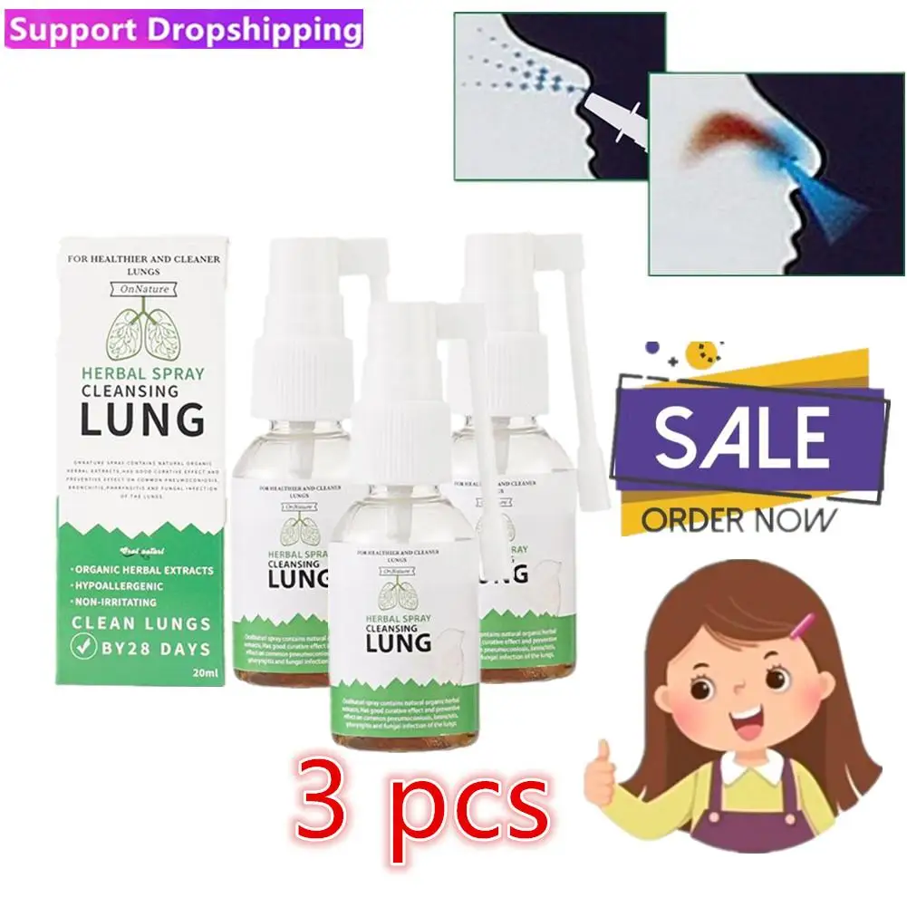 

3pcs Lung Detoxification Herbal Cleaning Spray Smoking Clear Nasal Stuck Organic Herbal Lung Clearing Throat Moisturizing Spray