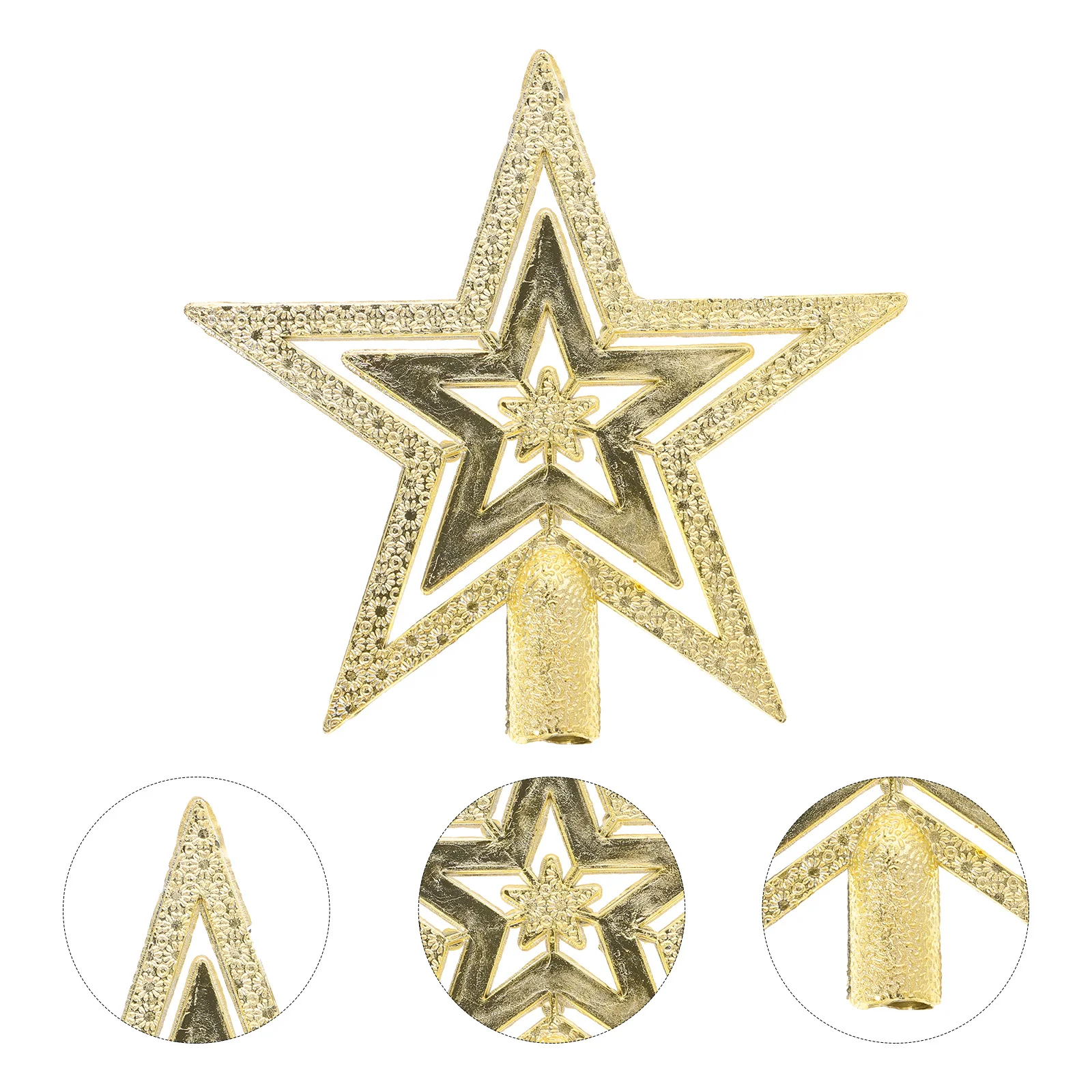

10 Cm Christmas Tree Ornaments Gold Star Colored Lights Top Decoration Topper Treetop