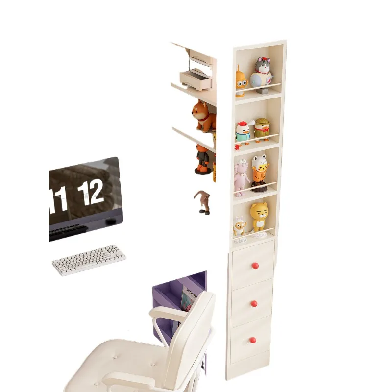 

Narrow bookcase side cabinet dopamine storage small apartment high white narrow crevice storag