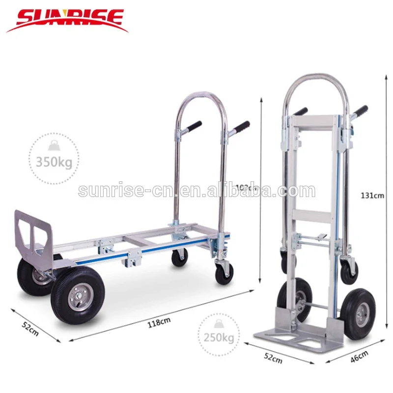 GZT200A Multipurpose Hand  Four Wheels 200kg Aluminum Foldable Hand Trolley