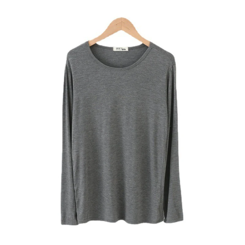 Pijamas de manga comprida masculinos modais outono e inverno base cor sólida homewear estudante macio e confortável pijamas roupas de outono