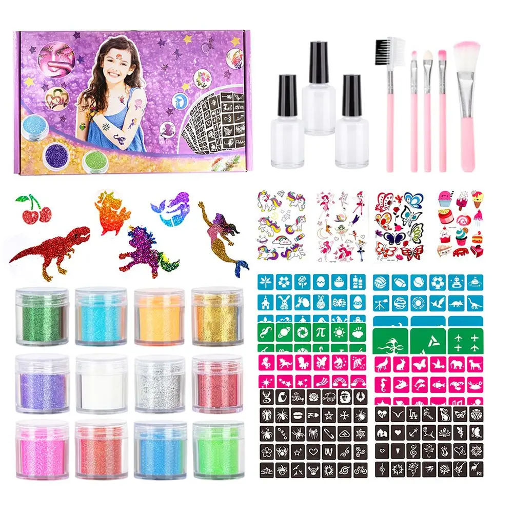 Diamond Body Painting Glitter Kit Temporary Tattoo Set Shinning Powder For Party Festival Makeup Decorative Cosmetic Art Tool