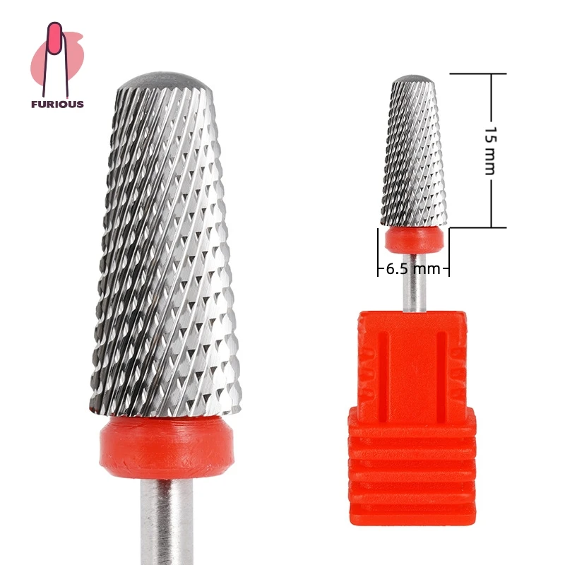 Veiligheid Tapered Tungsten Carbide Nail Boor Afgeronde Top Manicure Hoofd Twee-weg Draaien voor Elektrische Boormachines Nagels Accessoires