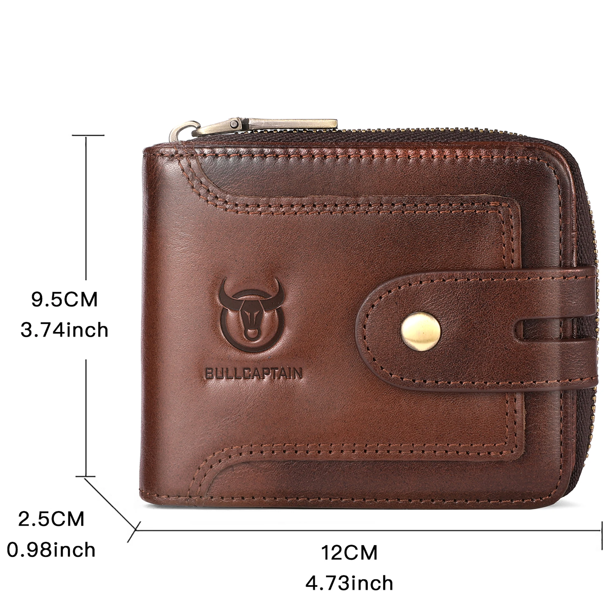 Genuine Leather Wallet for Men RFID Blocking Large Capacity Credit Card Vintage Men's Wallet Zipper ID Window Coin Pocket