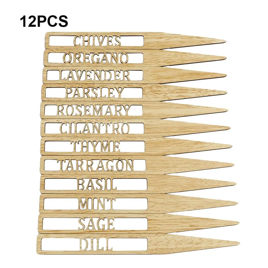 Wooden Plant Labels Outdoor Indoor Garden T-Shape Potted Planting Tags Sticks Gardeners Gift Accessories, 12 Pieces