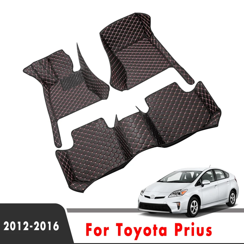 LHD For Toyota Prius 2016 2015 2014 2013 2012 XW30 Car Floor Mats Styling Custom Interior Accessories Leather Carpets Waterproof