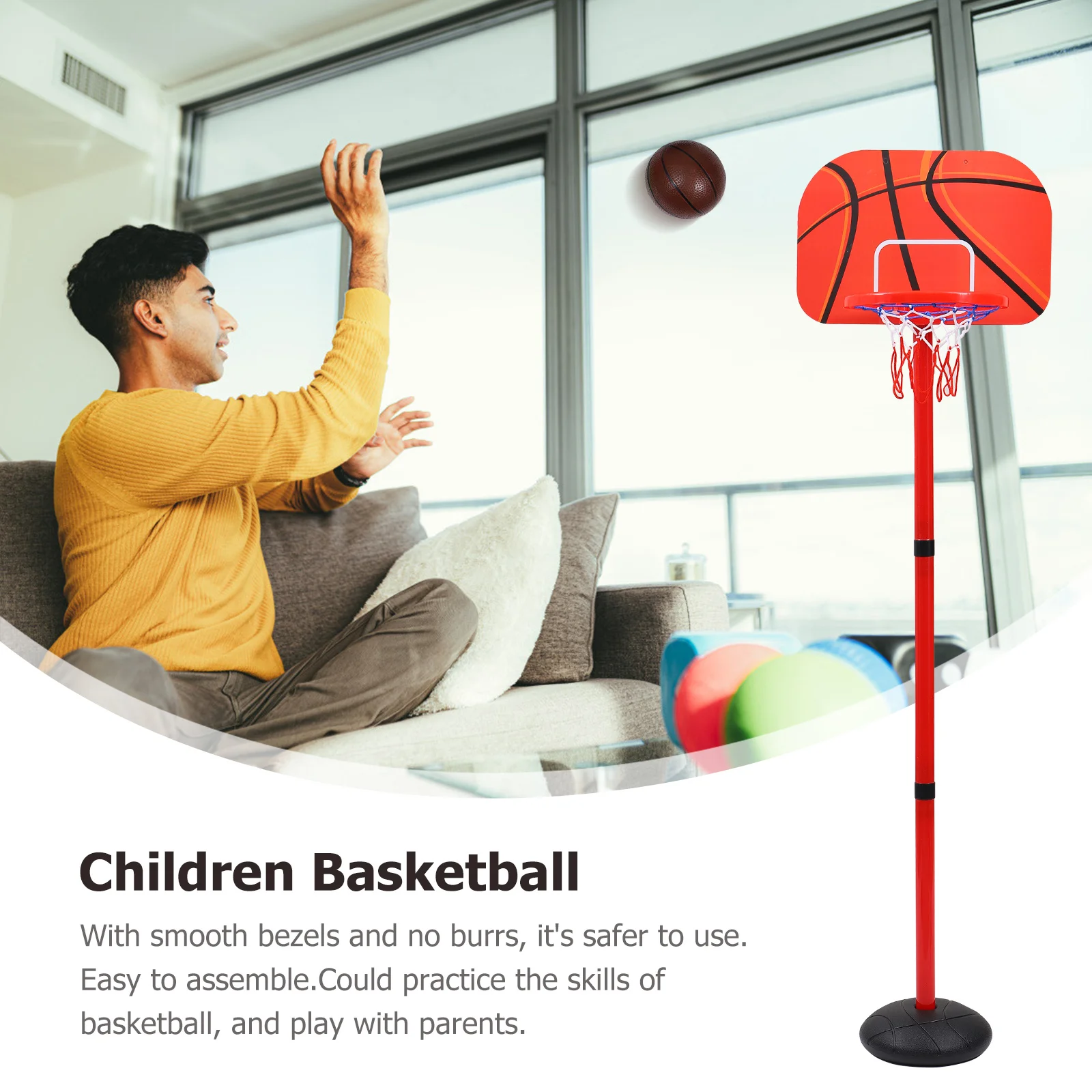 

1 set 1 Set Basketball Set Adjustable Indoor Kids Basketball Hoop Game For Children Educational Training Supply Throwing Hoop