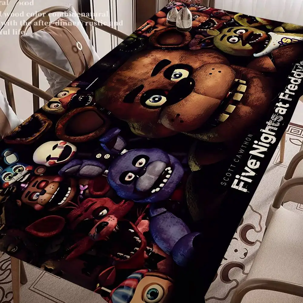 Fnaf Five-Nights-At-Freddys Rechteckige wasserdichte Tischdecke, Party-Dekoration, Bauernhaus, Küche, Esstisch, Tuch, Hochzeitsdekoration