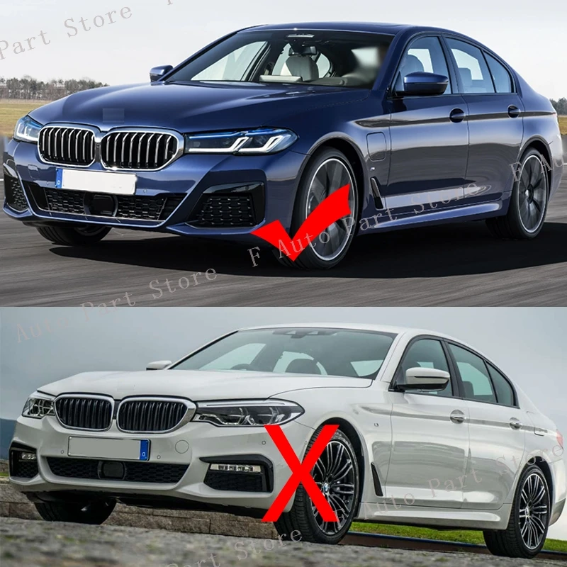 2PCS For BMW 5 Series G30 G38 2018 2019-2022 Carbon Fiber Front Bumper Fog Light Lamp Eyebrow Sticker Trim Frame Cover Strip