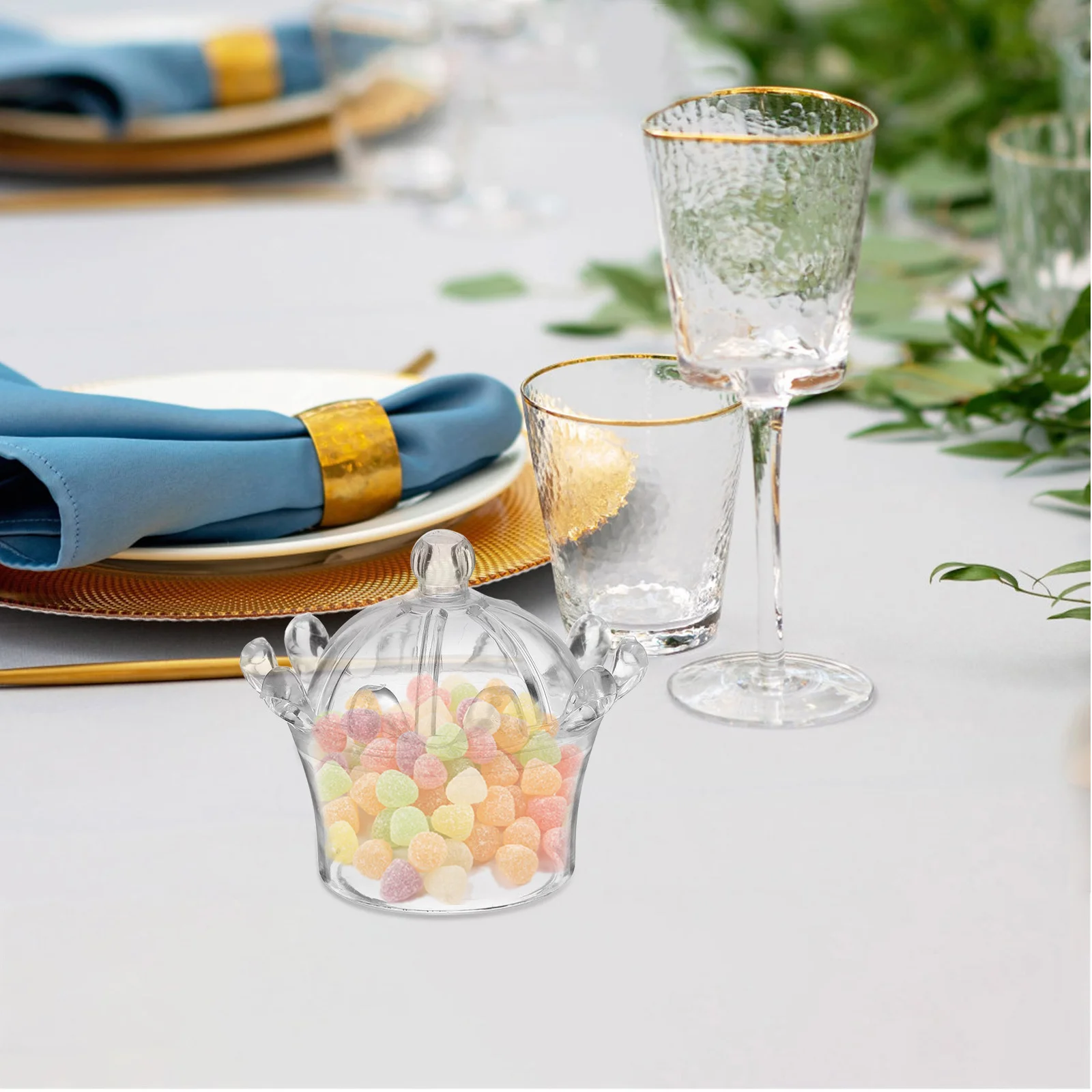 

24Pcs Small Clear Box with Lid Crown Design Plastic Treat Containers for Wedding Favors Birthday Party Gift Packaging