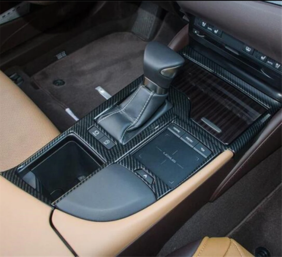 

Lapetus Carbon Fiber Look Accessories For Lexus ES 2018 - 2021 Central Control Stalls Gear Shift Gearshift Box Frame Cover Trim