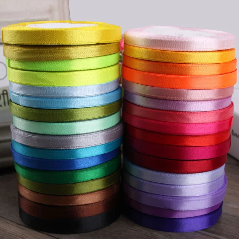 6MM Satin Ribbon for Bows Ribbon Roll Ribbon Wholesale Satin Ribbons Packing Gift Wedding Decoration Fabric Tape for Craft DD007