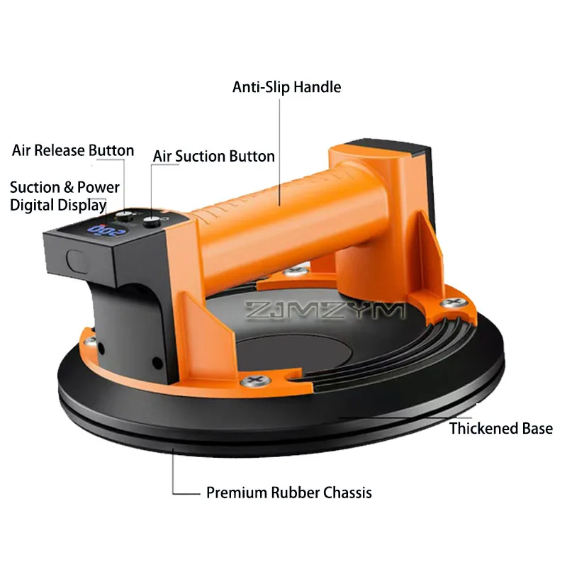 Electric Vacuum Suction Cup 200KG Load Brushless Tile Glass Lifter with Digital Display for Marble Slab Window Installation