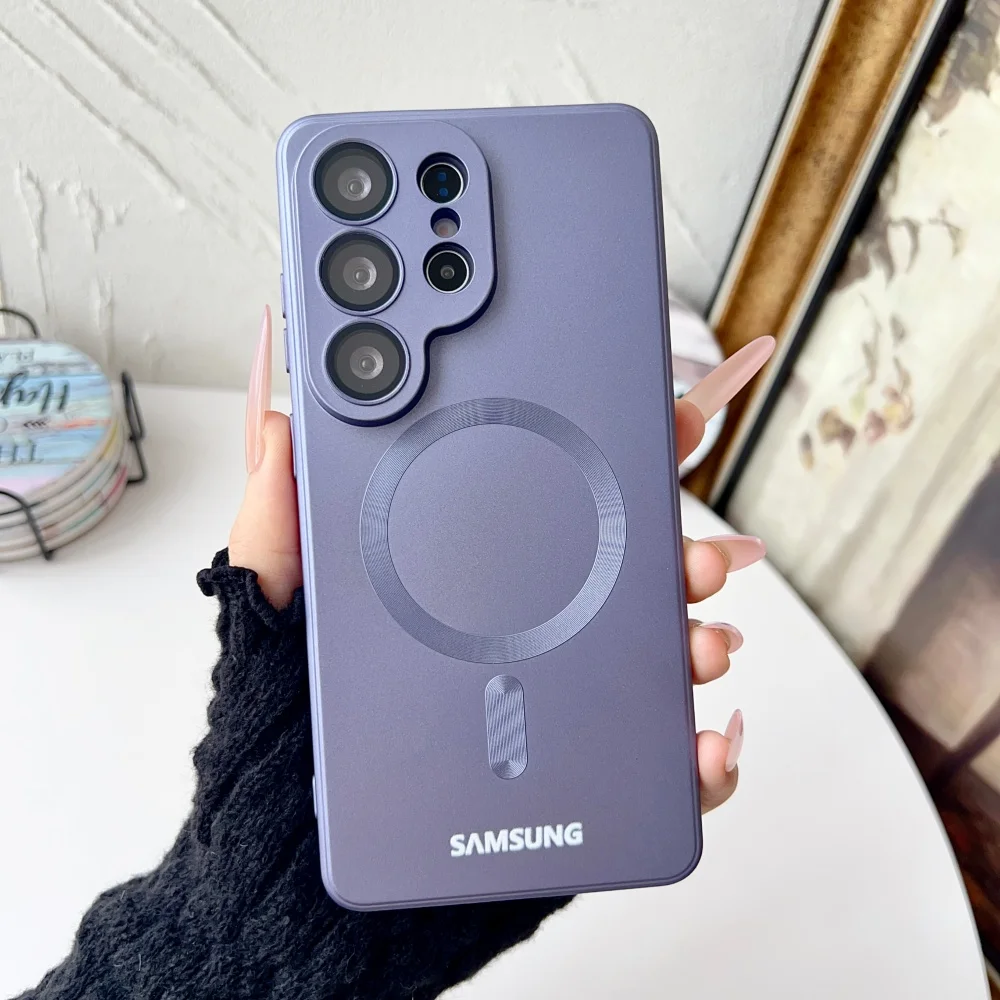 Luxury Soft Silicone For Magsafe Case For Samsung S25 S26 Ultra S24 S23 S22 Plus S21 S20 Note 20 Ultra Camera Lens Full Covers