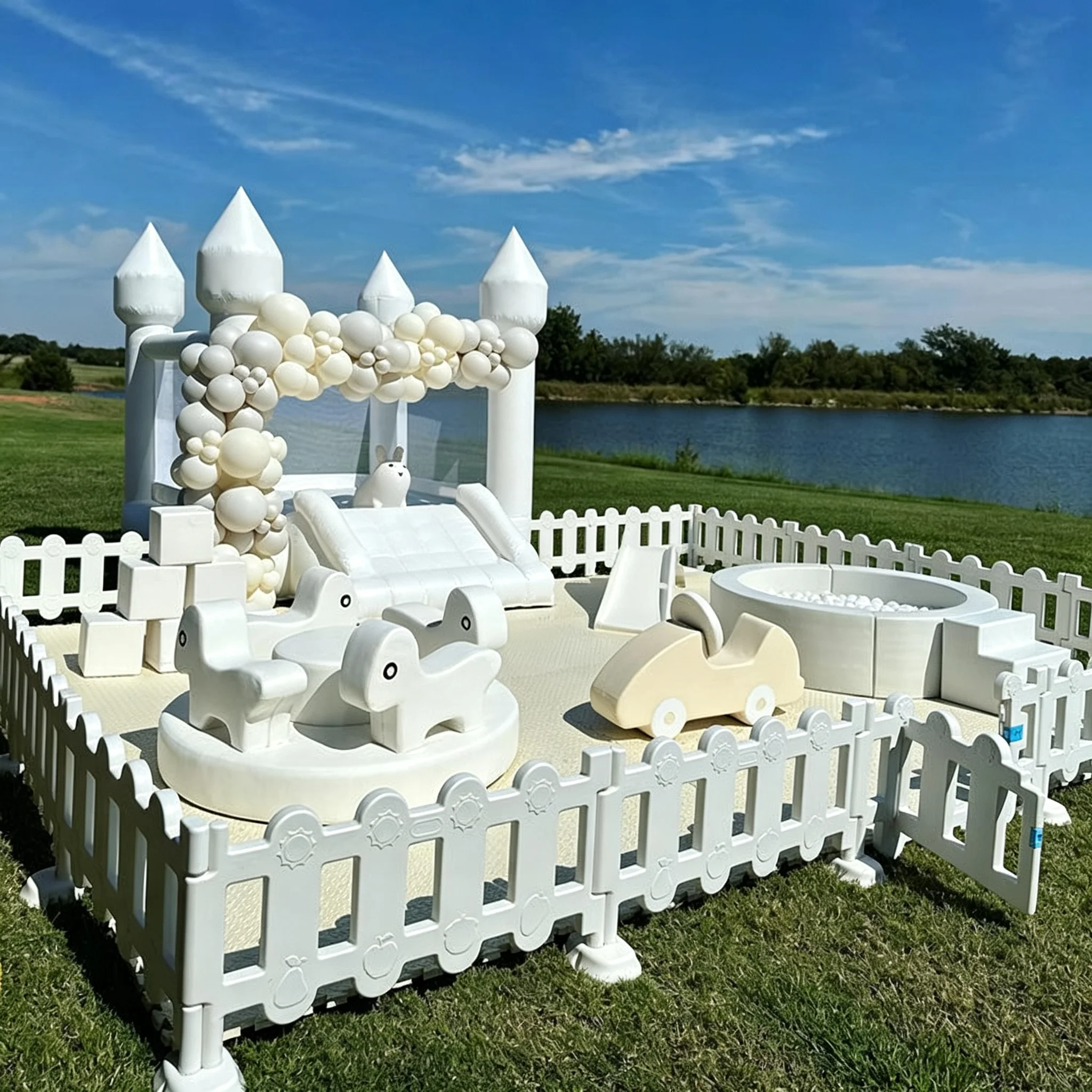 White Soft Play Set – Party Inflatable Bouncy Castle & Sensory Play Equipment for Babies