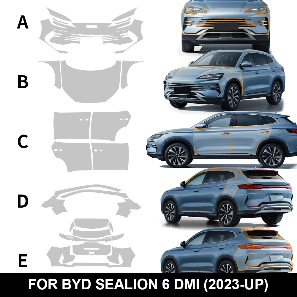 For BYD SEALION 6 DMI 2023 2024 Car Paint Protection Film TPU Pre-cut Anti-scratch Body Sticker Repair Bra Kit Transparent