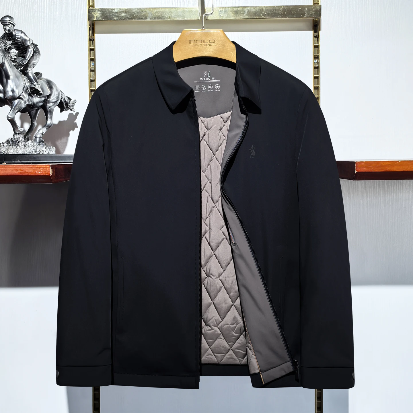 

Paul Men's Busin Casual Cotton Jaet Winter New Sle Pure Color Coat Men Middle Age Warm Dad Clothes Long Sve Zipper