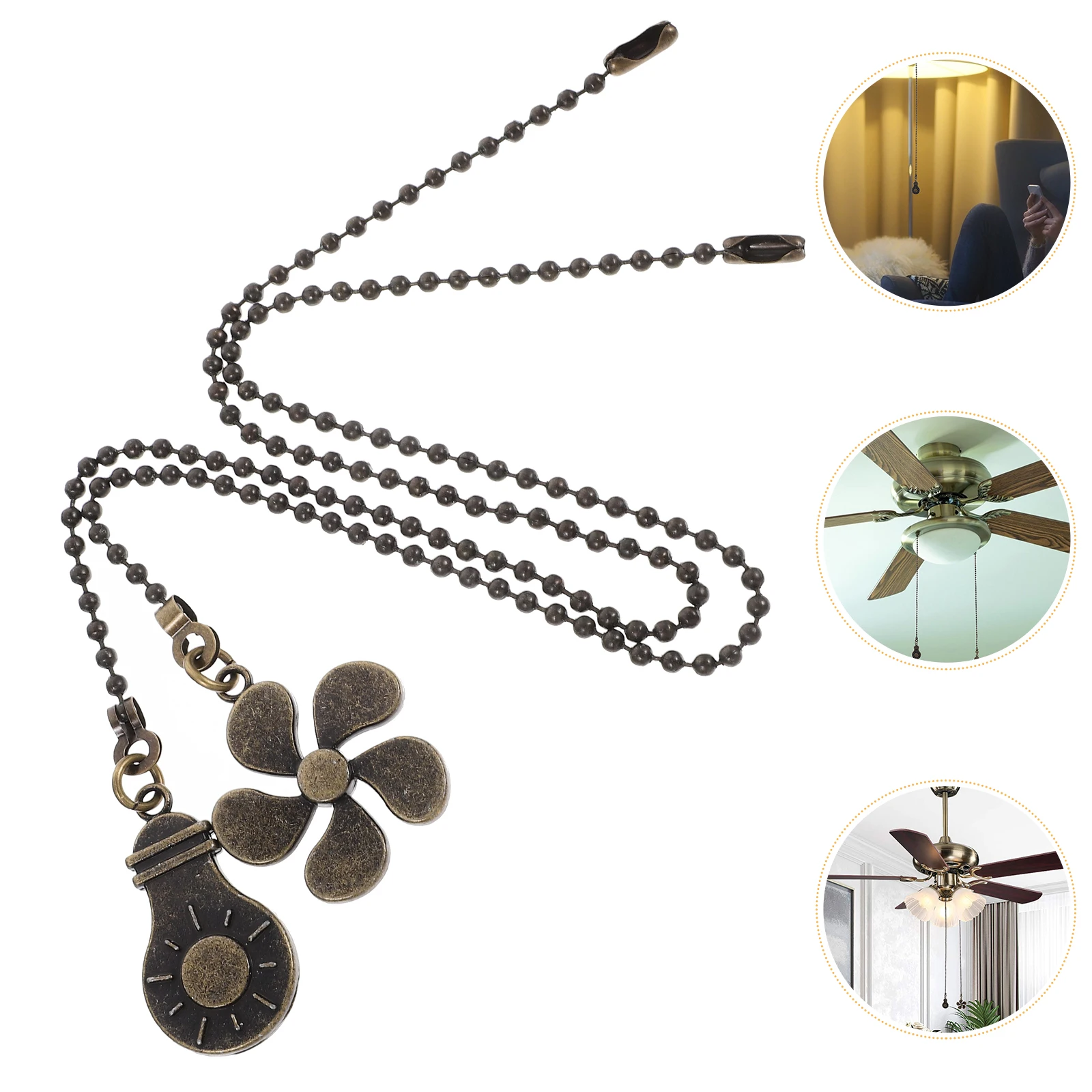 2Pcs Light Pendant Chain Extension Beaded Fan Pull Ceiling Fan Chain Ball Ceiling Light Pull Zinc Alloy Durable Practical Long