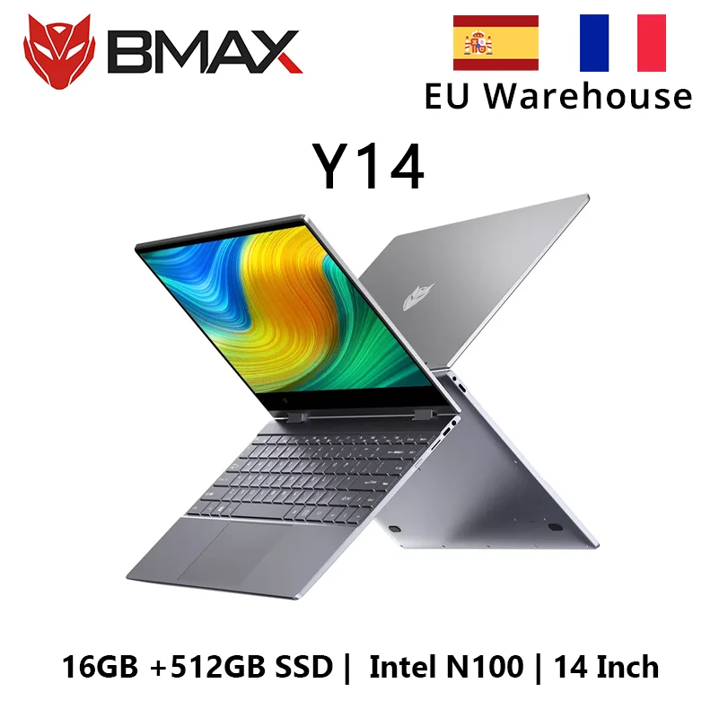 BMAX Y14 2025 360 °   Ordinateur portable 14 pouces tactile 16GB RAM LPDDR5 512GB SSD Windows 11 1920*1080 IPS Intel N100 ordinateurs portables ordinateur