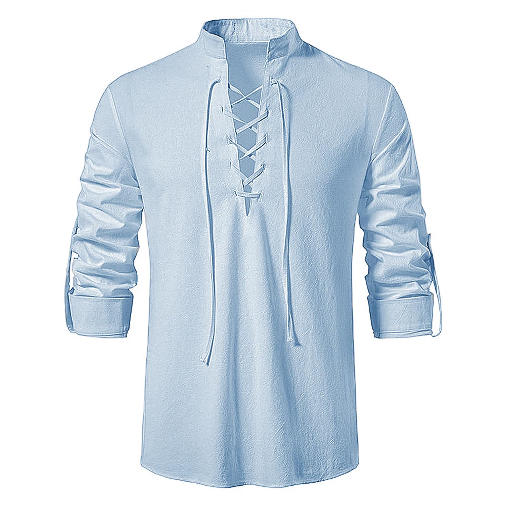 Nieuwe heren casual blouse katoen linnen shirt tops met lange mouwen tee shirt lente herfst schuine sluiting vintage yoga shirts
