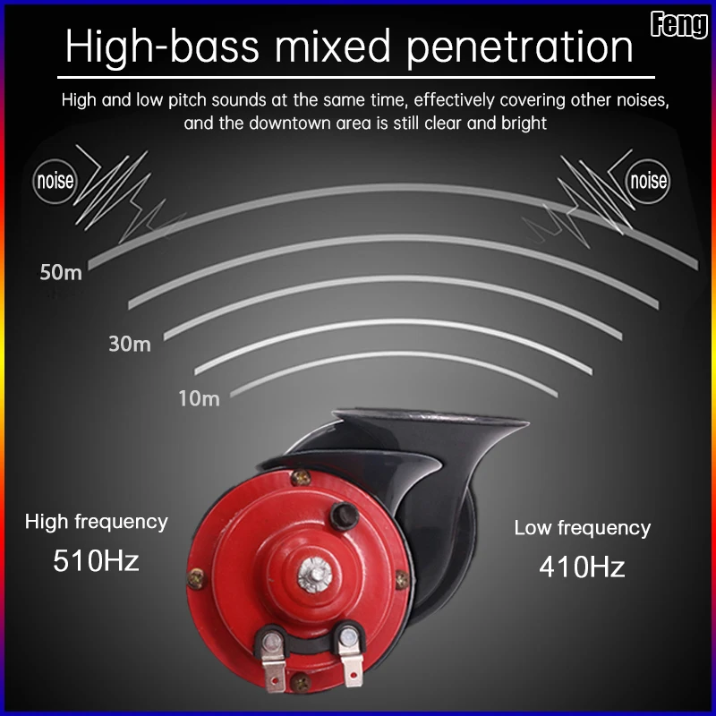 범용 시끄러운 자동차 에어혼, 전기 달팽이 방수 경보 키트, 오토바이 트럭 SUV 보트 차량 경적, 12V, 24V 