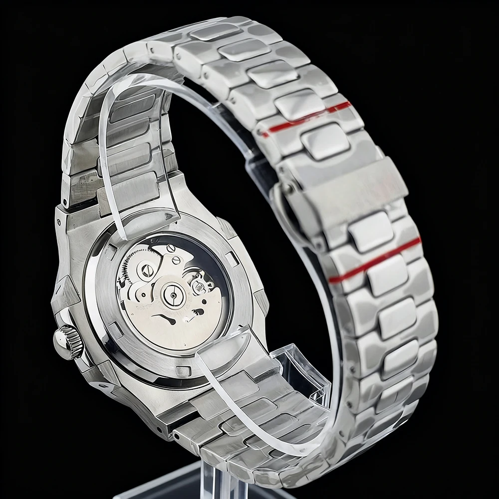 Venda quente relógio nh35 logotipo personalizado relógio masculino relógio de aço inoxidável vidro safira nh35 movimento acessórios relógio